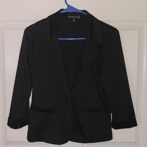 Living Doll Size Med Single Button Longsleeve Black Blazer Jacket Mock Pockets